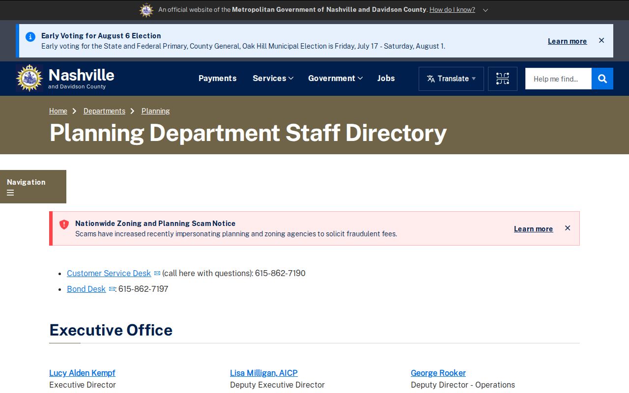 Tennessee people directories Nashville Planning staff entries