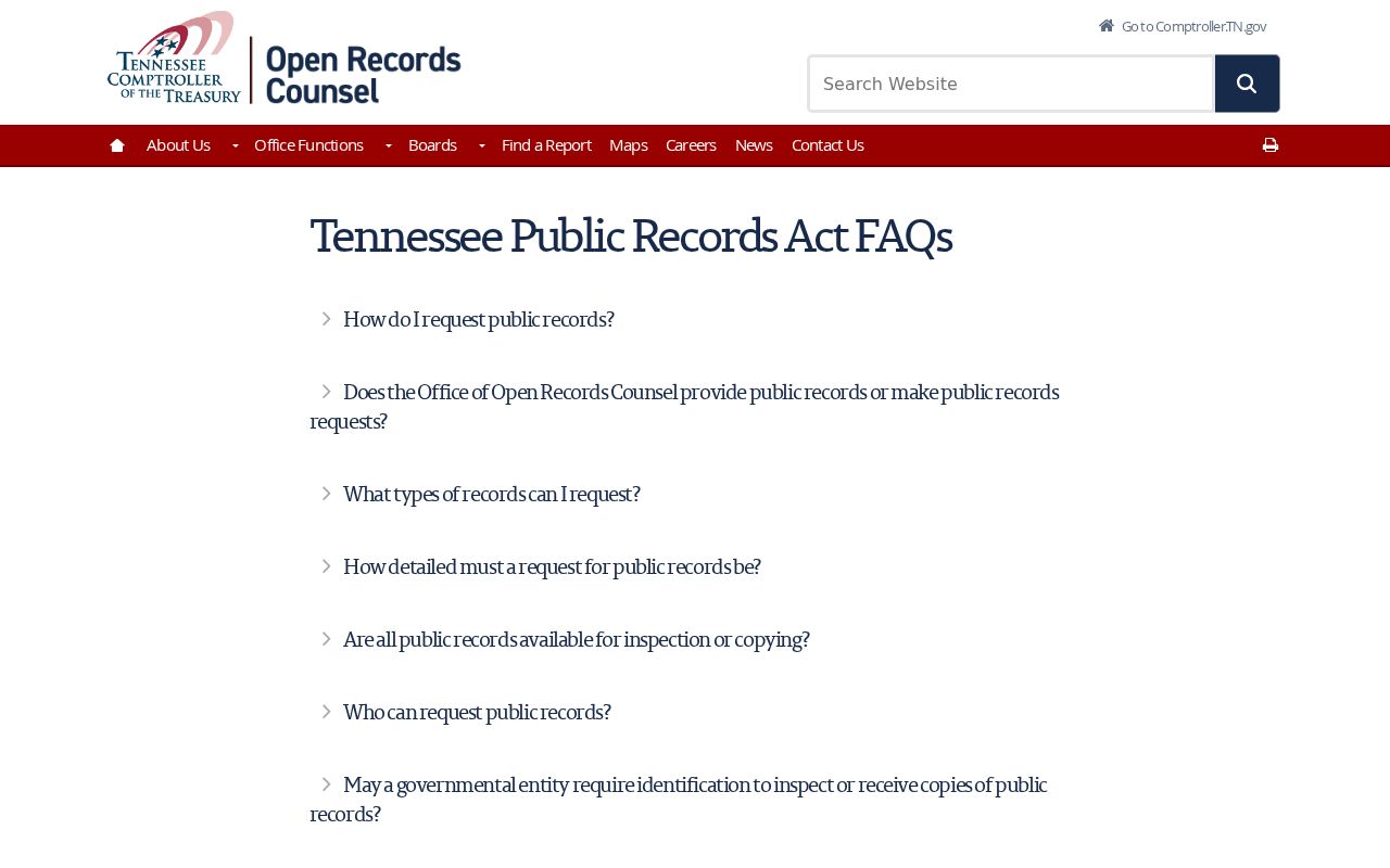 Tennessee public records access guidance from the Office of Open Records Counsel