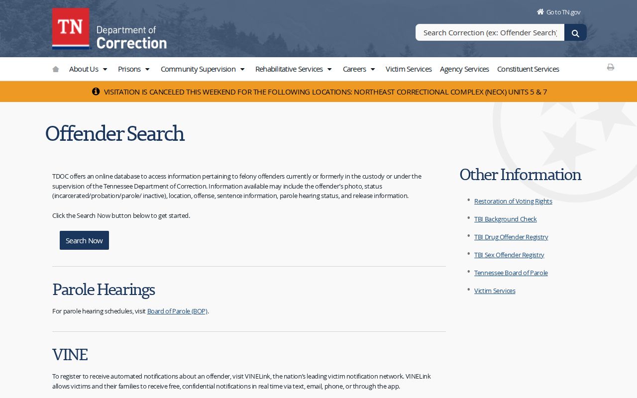 Tennessee people search felony offender records