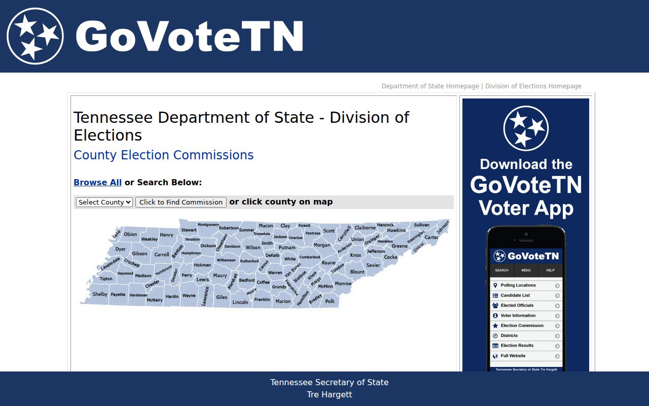 Tennessee voter records county election commission directory