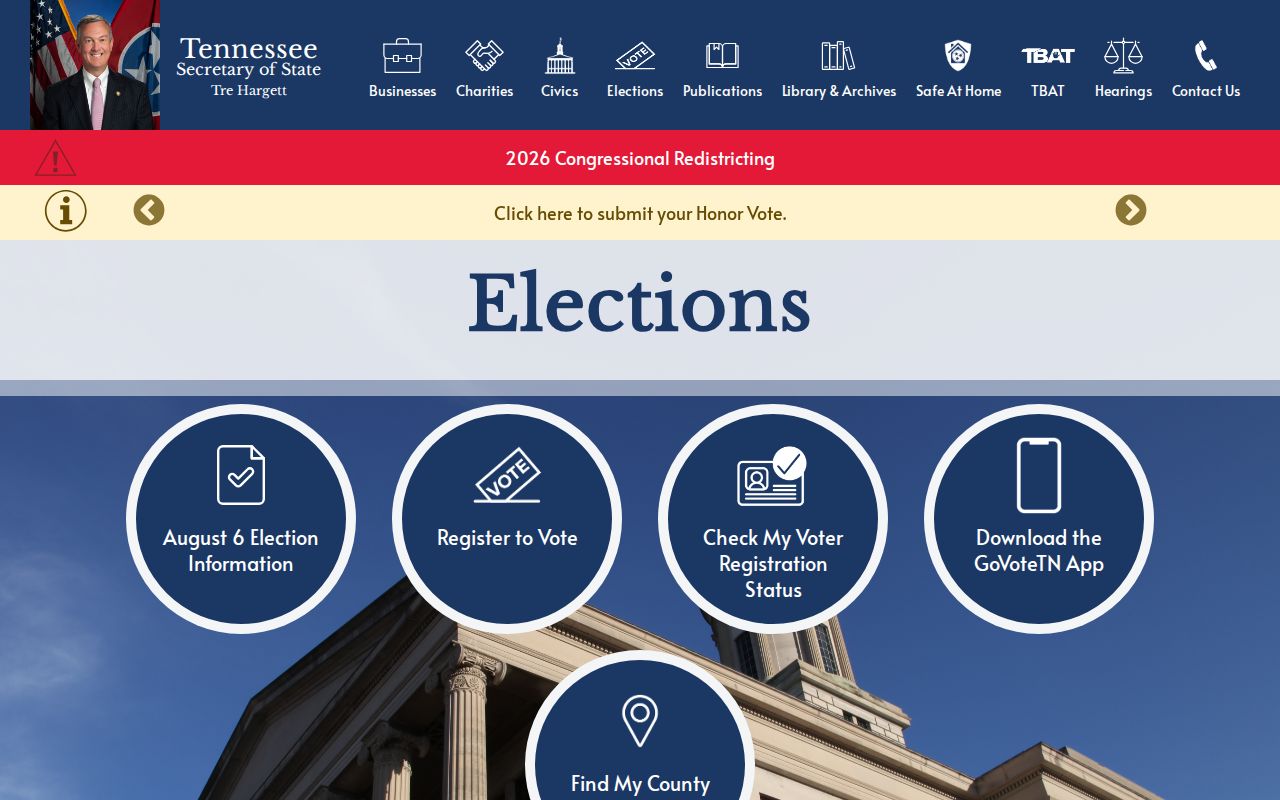 Tennessee voter records Division of Elections services