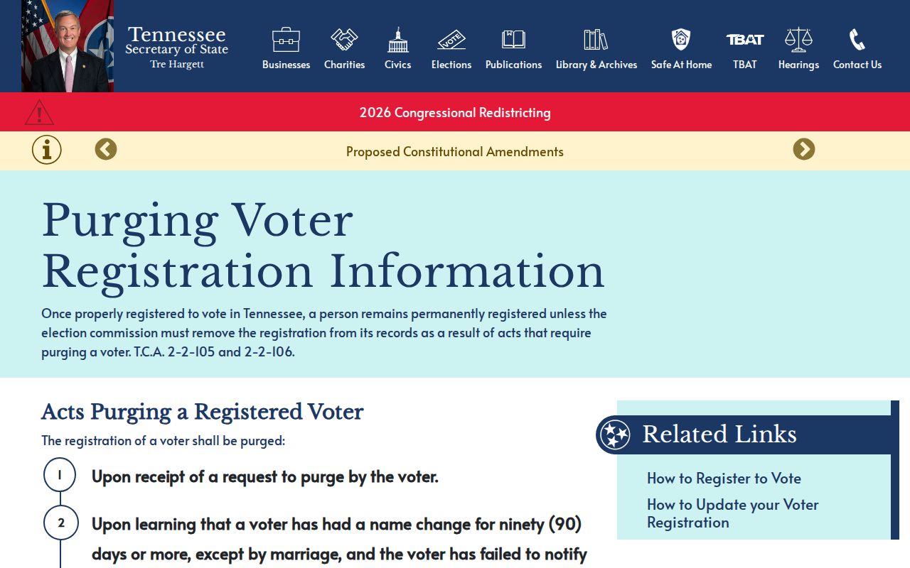 Tennessee voter roll list maintenance guidance